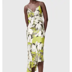 AllSaints Alexia V-Neck Drawstring Midi Slip Dress